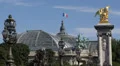 Paris Pont Alexandre III Grand Palais Bronze Statues Fames Alexander III Bridge HD Footage