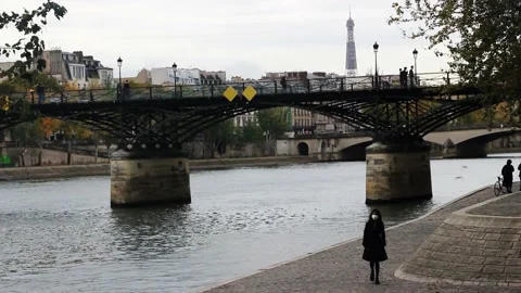 Paris. pont des arts with the Eiffel Tower Stock Footage 142523968