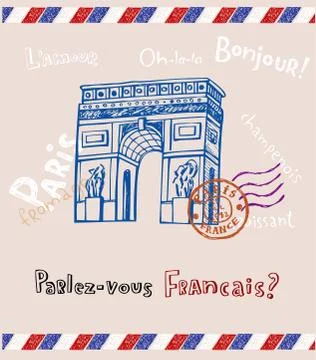 Paris post card イラスト素材