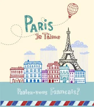 Paris post card イラスト素材