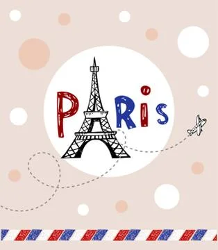 Paris post card イラスト素材