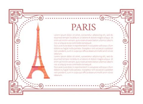 Paris Poster Eiffel Tower Vintage Frame with Text Stock-Illustration
