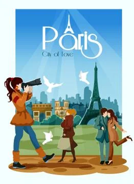 Paris Poster Illustration 스톡 일러스트