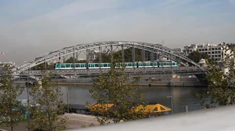 Paris Quay 4 train 8 Stock Footage 39679640