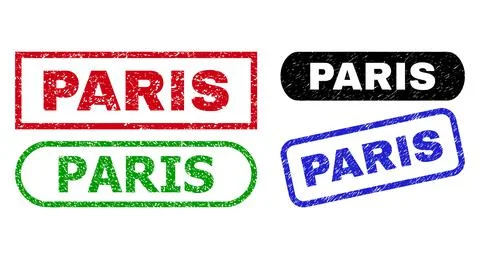PARIS Rectangle Stamp Seals Using Unclean Surface 스톡 일러스트
