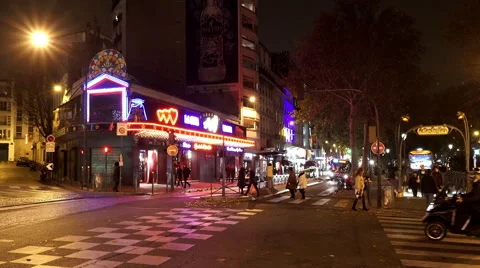 Paris - Red Light District by night Video stock 45120842