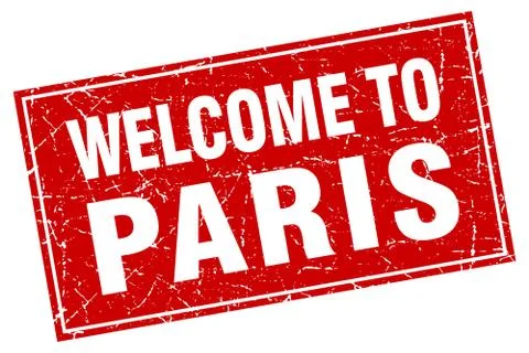 Paris red square grunge welcome to stamp 스톡 일러스트
