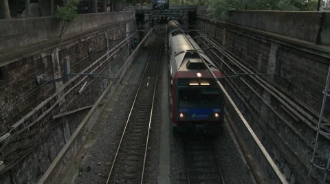 Paris RER C Train Approaching Stock Footage 52897837