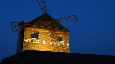 Paris restaurant Moulin de la Galette Stock Footage 93584845