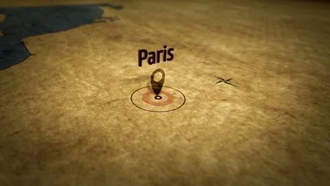 Paris on retro map Stock Footage 109301394