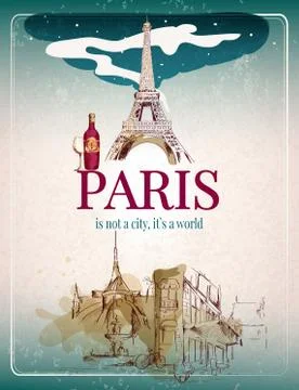 Paris retro poster Illustrazione stock