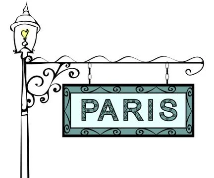 Paris retro vintage pointer lamppost イラスト素材