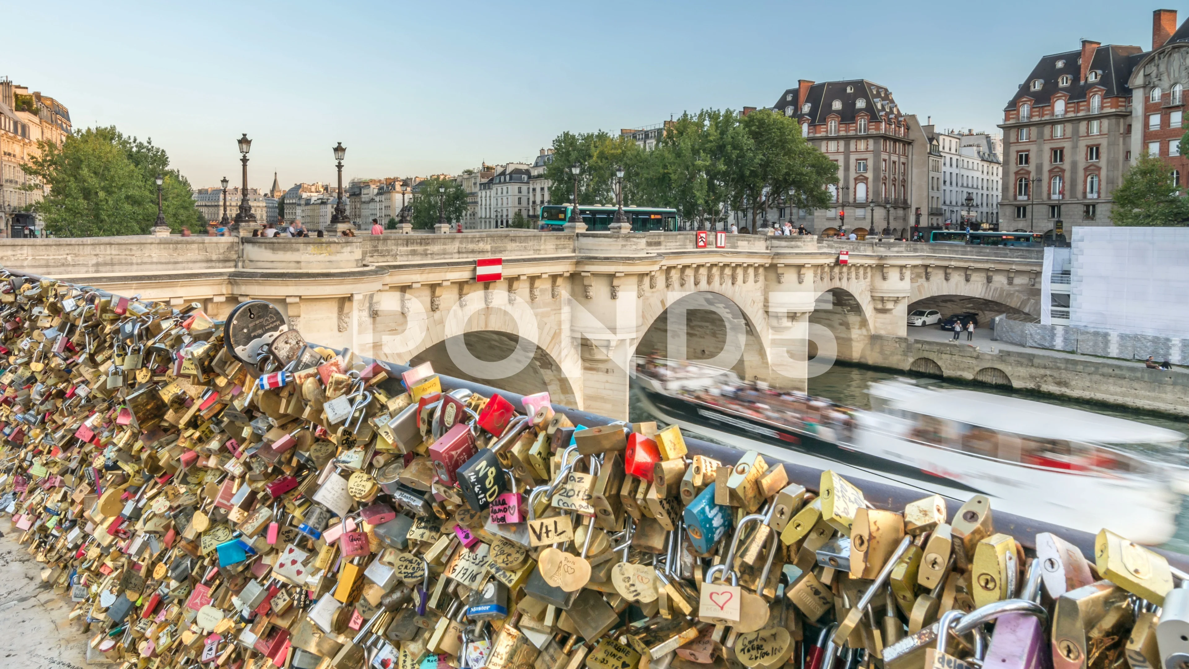 Paris. River Seine. Love Locks Near The Pont Neuf.