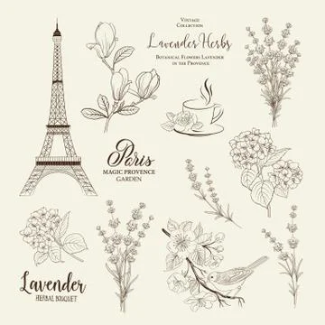 Paris romantic collection. Stock Illustration