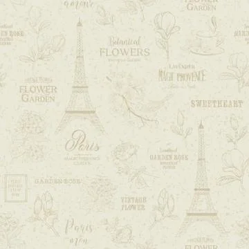 Paris romantic seamless pattern 스톡 일러스트