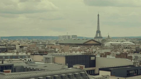 Paris roofs. Beautiful roofs view in Paris City downtown with skyline Stock Footage 79950012