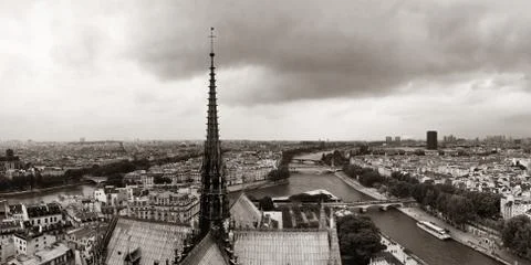 Paris rooftop panorama Stock Photos