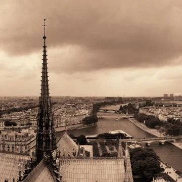 Paris rooftop panorama Stock Photos
