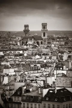 Paris rooftop view Stock Photos