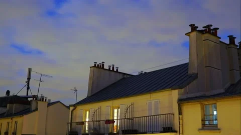 Paris Rooftops Evening to Night Stock Footage 220473250