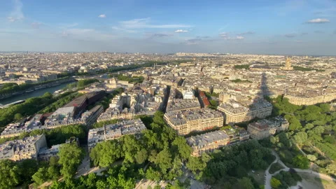 Paris rooftops seen from the Eiffel Tower in Paris, France Stock Footage 197259132