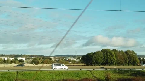 From Paris To Rouen on train with bright sky Stock Footage 208943756