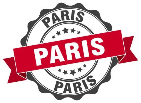 Paris round ribbon seal Illustrazione stock