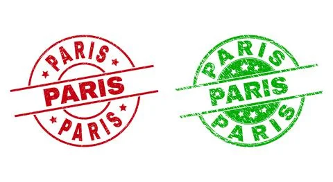 PARIS Round Watermarks Using Scratched Style Stock Illustration