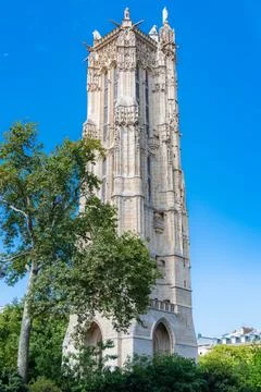 Paris, the Saint-Jacques tower 库存照片