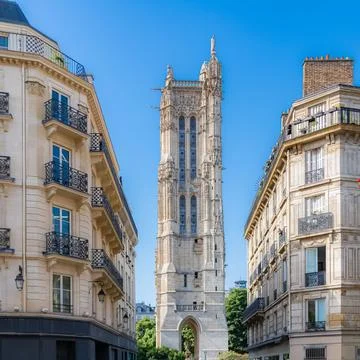 Paris, the Saint-Jacques tower 库存照片