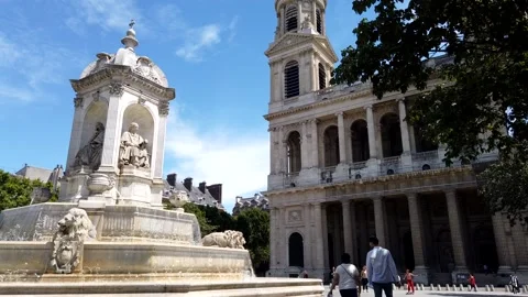 Paris saint sulpice timelapse Stock Footage 136525610