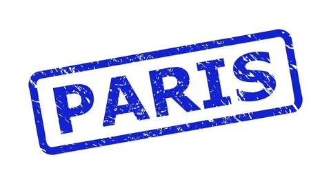 PARIS Seal with Corroded Surface and Rounded Rectangle Frame Illustrazione stock
