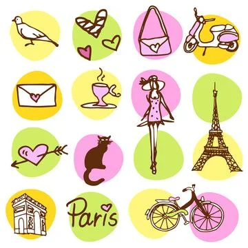 Paris, Seamless pattern, Drawing, Cute design Illustrazione stock