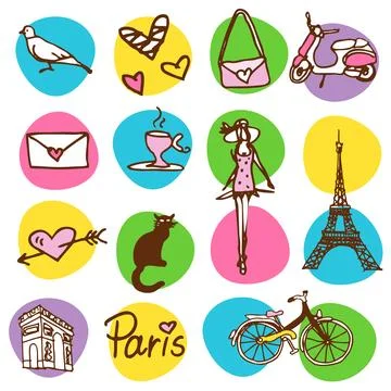Paris, Seamless pattern, Drawing, Cute design Illustrazione stock