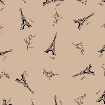 Paris seamless pattern with eiffel tower Stock Illustration