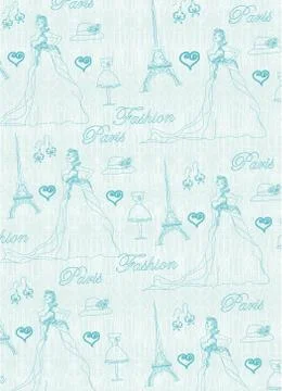 Paris seamless pattern Illustrazione stock