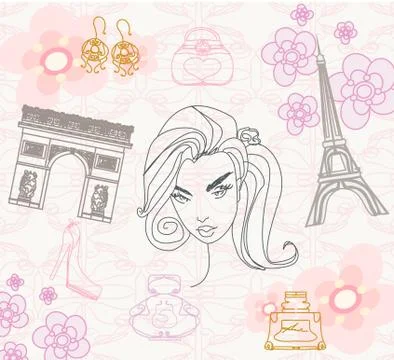 Paris seamless pattern Illustrazione stock