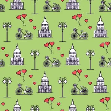 Paris. Seamless pattern. Symbols and landmarks. Illustrazione stock