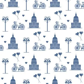 Paris. Seamless pattern. Symbols and landmarks. Illustrazione stock