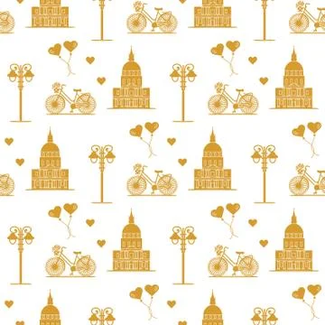 Paris. Seamless pattern. Symbols and landmarks. 스톡 일러스트