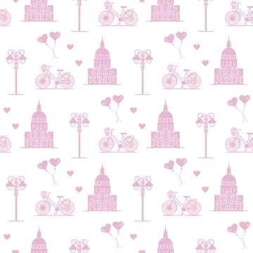Paris. Seamless pattern. Symbols and landmarks. Illustrazione stock