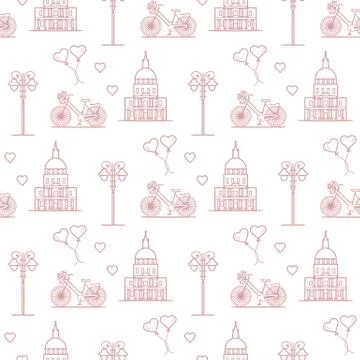Paris. Seamless pattern. Symbols and landmarks. Illustrazione stock