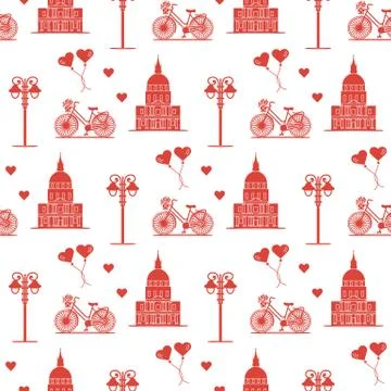 Paris. Seamless pattern. Symbols and landmarks. 스톡 일러스트