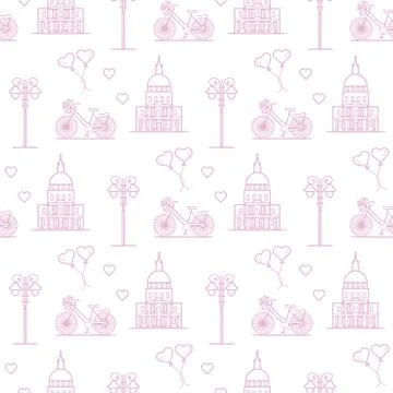 Paris. Seamless pattern. Symbols and landmarks. 스톡 일러스트