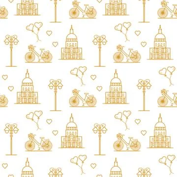 Paris. Seamless pattern. Symbols and landmarks. Illustrazione stock