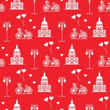 Paris. Seamless pattern. Symbols and landmarks. Illustrazione stock
