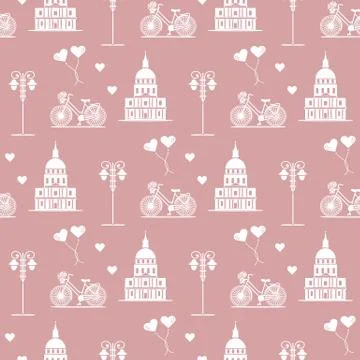 Paris. Seamless pattern. Symbols and landmarks. Illustrazione stock