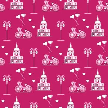 Paris. Seamless pattern. Symbols and landmarks. 스톡 일러스트