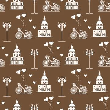 Paris. Seamless pattern. Symbols and landmarks. Illustrazione stock
