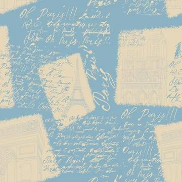 Paris, seamless pattern in vintage style 스톡 일러스트